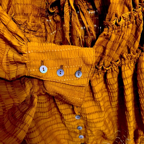 FREE PEOPLE HAILEY CROPPED LONG SLEEVE BLOUSE GLAZED GINGER MEDIUM - Picture 8 of 11